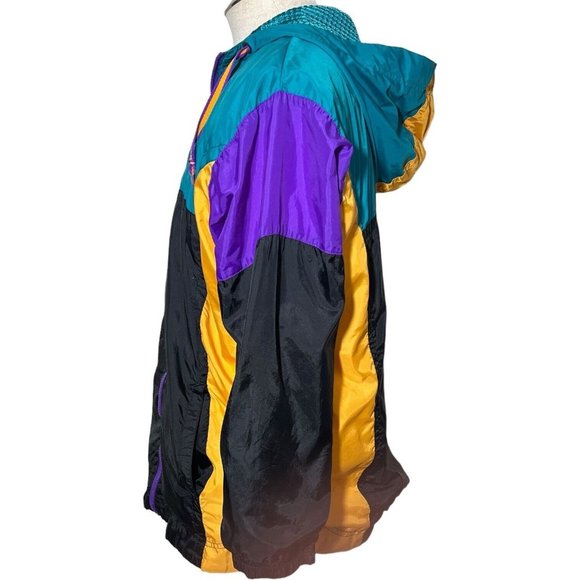 Nike Jacket Boys Large 14/16 Windbreaker Hoodie Color Block Zip Lined Hooded VTG - Picture 6 of 8